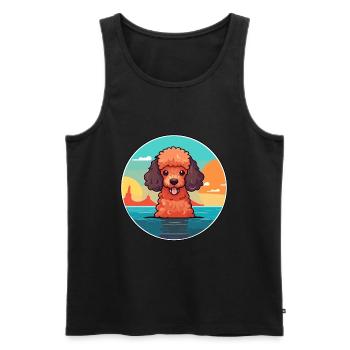 Miniature Poodle Dog Breed Cartoon Kawaii Clipart - Men's Premium Organic Tank Top - black - Front - Michal (187cm)