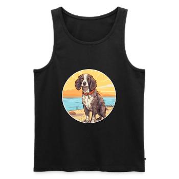 Munsterlander chien race Cartoon Kawaii Clipart chien - Débardeur bio Premium Homme - noir - Devant - Michal (187cm)