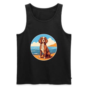 Norfolk Spaniel Dog Breed Cartoon Kawaii Clipart - Men's Premium Organic Tank Top - black - Front - Michal (187cm)