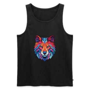 Wolf Colorful Watercolor Animal Pet Illustration - Men's Premium Organic Tank Top - black - Front - AI Model Male 178 light (178cm)