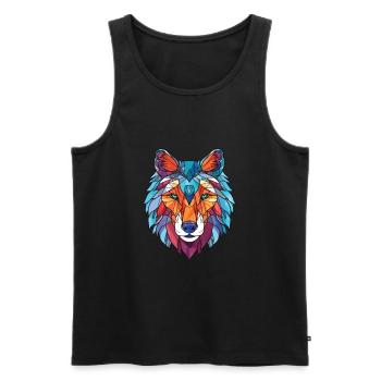Wolf Colorful Watercolor Animal Pet Illustration - Men's Premium Organic Tank Top - black - Front - AI Model Male 178 light (178cm)