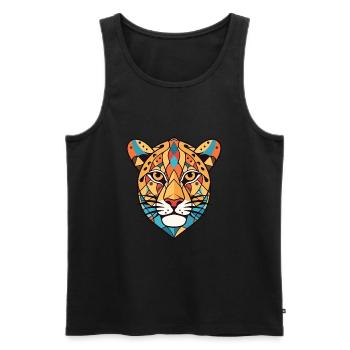 Gepard bunte Aquarell-Tier-Illustration - Männer Premium Bio Tank Top - Schwarz - Vorne - AI Model Male 178 light (178cm)