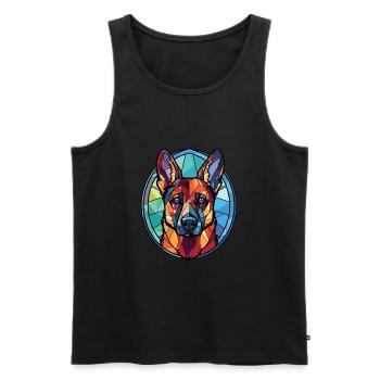 Berger Bullet Chien Aquarelle Colorée Animal - Débardeur bio Premium Homme - noir - Devant - Michal (187cm)