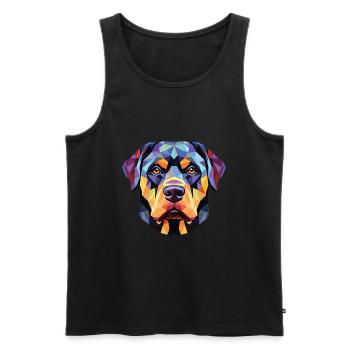 Rottweiler Chien Aquarelle Colorée Animal Cartoon - Débardeur bio Premium Homme - noir - Devant - Michal (187cm)