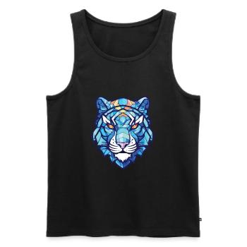 Blauer Wassertiger Buntes Aquarell Tier Haustier - Männer Premium Bio Tank Top - Schwarz - Vorne - AI Model Male 178 light (178cm)