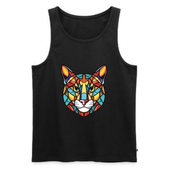 Dschungelkatze Buntes Aquarell Tier Illustration - Männer Premium Bio Tank Top - Schwarz - Vorne - AI Model Male 178 light (178cm)