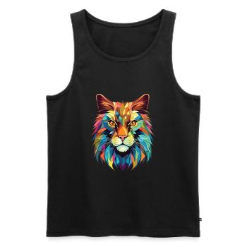 Maine Coon Cat Aquarelle Colorée Animal Cartoon - Débardeur bio Premium Homme - noir - Devant - Michal (187cm)