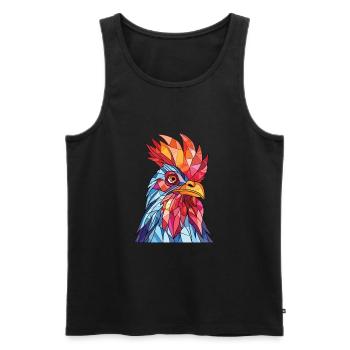 Poule aquarelle colorée Animal animal de compagnie Illustration - Débardeur bio Premium Homme - noir - Devant - AI Model Male 178 light (178cm)