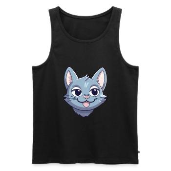 Illustration d’aquarelle de bande dessinée de chat bleu russe - Débardeur bio Premium Homme - noir - Devant - Michal (187cm)