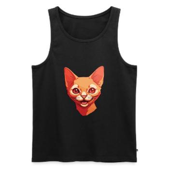 Illustration à l’aquarelle de dessin animé Devon Rex chat rouge - Débardeur bio Premium Homme - noir - Devant - Michal (187cm)