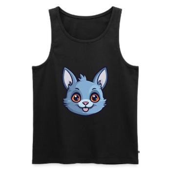 Illustration d’aquarelle de bande dessinée de chat bleu russe - Débardeur bio Premium Homme - noir - Devant - Michal (187cm)