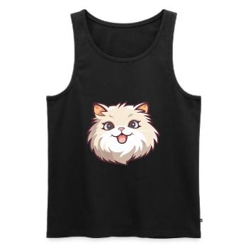 Ragamuffin chat dessin animé illustration à l’aquarelle - Débardeur bio Premium Homme - noir - Devant - Michal (187cm)