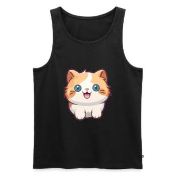 Munchkin Katze Cartoon Aquarell Illustration - Männer Premium Bio Tank Top - Schwarz - Vorne - AI Model Male 178 light (178cm)