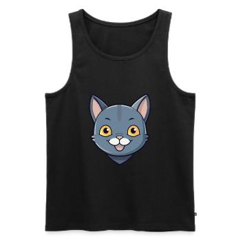 Korat Cat Colorful Cartoon Watercolor Illustration - Men's Premium Organic Tank Top - black - Front - Michal (187cm)