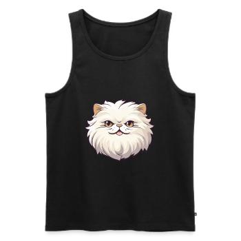 Chat britannique à poil long dessin animé aquarelle Clipart - Débardeur bio Premium Homme - noir - Devant - Michal (187cm)