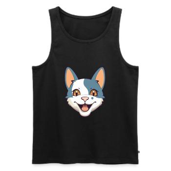 German Rex Cat Cartoon Watercolor Illustration - Men's Premium Organic Tank Top - black - Front - Michal (187cm)