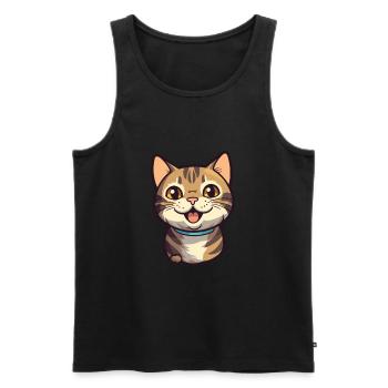 Californie chat pailleté dessin animé aquarelle Clipart - Débardeur bio Premium Homme - noir - Devant - Michal (187cm)