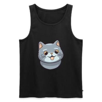 Britische Falte Kurzhaar Katze Karikatur Aquarell Kunst - Männer Premium Bio Tank Top - Schwarz - Vorne - Michal (187cm)