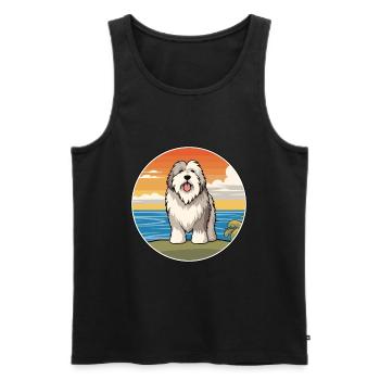 Vieux chien de berger anglais race de chien de dessin animé Kawaii chien - Débardeur bio Premium Homme - noir - Devant - Michal (187cm)