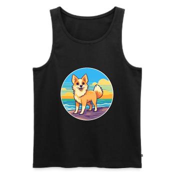 Norvégien Lundehund Race De Chien De Dessin Animé Kawaii Chien - Débardeur bio Premium Homme - noir - Devant - Michal (187cm)