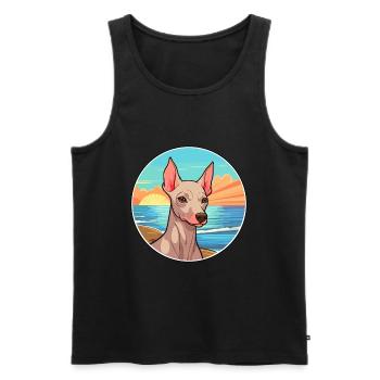 Chien nu péruvien race Cartoon Kawaii Clipart - Débardeur bio Premium Homme - noir - Devant - Michal (187cm)