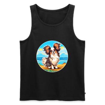 Papillon chien race dessin animé kawaii clipart chien animal de compagnie - Débardeur bio Premium Homme - noir - Devant - Michal (187cm)