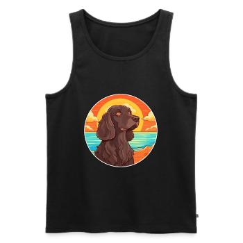 Picardy Spaniel Dog Breed Cartoon Kawaii Clipart - Men's Premium Organic Tank Top - black - Front - Michal (187cm)