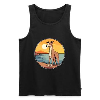 Polonais lévrier chien race Cartoon Kawaii Clipart - Débardeur bio Premium Homme - noir - Devant - Michal (187cm)