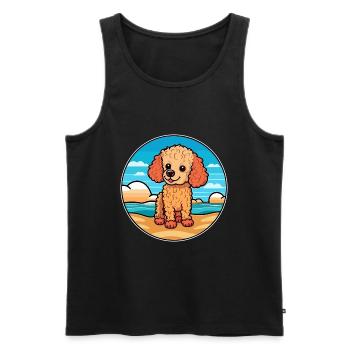 Caniche chien race dessin animé Kawaii Clipart aquarelle - Débardeur bio Premium Homme - noir - Devant - Michal (187cm)