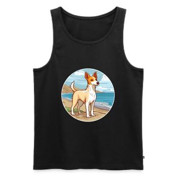 Portugiesisch Podengo Pequeno Hunderasse Cartoon Haustier - Männer Premium Bio Tank Top - Schwarz - Vorne - Michal (187cm)