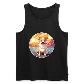 Pembroke Welsh Corgi Dog Breed Cartoon Kawaii Dog - Men's Premium Organic Tank Top - black - Front - Michal (187cm)