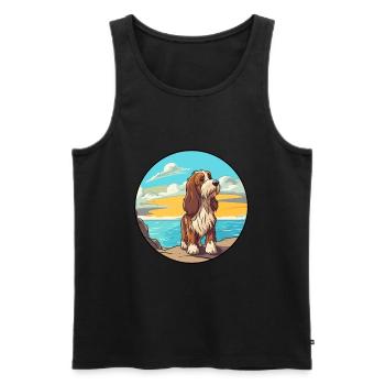 Petit Basset Griffon Vendéen Chien Race Cartoon - Débardeur bio Premium Homme - noir - Devant - Michal (187cm)