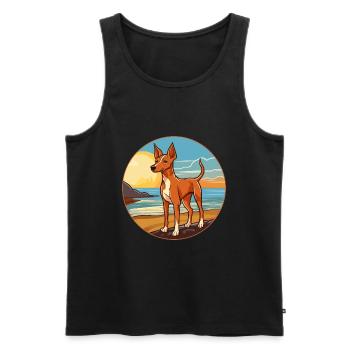 Podenco Ibicenco chien race Cartoon Kawaii Clipart - Débardeur bio Premium Homme - noir - Devant - Michal (187cm)