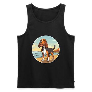 Poitevin Hound Dog Breed Cartoon Kawaii Clipart - Men's Premium Organic Tank Top - black - Front - Michal (187cm)