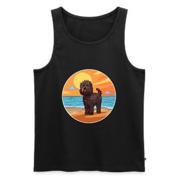 Puli chien race dessin animé Kawaii Clipart aquarelle - Débardeur bio Premium Homme - noir - Devant - Michal (187cm)