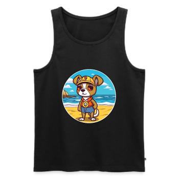Chien de garde portugais race de chien de dessin animé Kawaii Dog - Débardeur bio Premium Homme - noir - Devant - Michal (187cm)