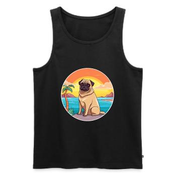 Mops Hund Rasse Cartoon Kawaii Clipart Aquarell - Männer Premium Bio Tank Top - Schwarz - Vorne - AI Model Male 178 light (178cm)