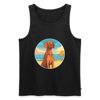 Vizsla chien race dessin animé Kawaii Clipart aquarelle - Débardeur bio Premium Homme - noir - Devant - Michal (187cm)