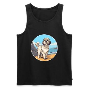 Berger des Pyrénées chien race Cartoon Kawaii Clipart - Débardeur bio Premium Homme - noir - Devant - Michal (187cm)