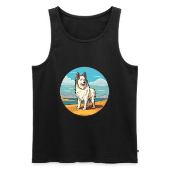 Sibérie occidentale Laika chien race dessin animé Kawaii chien - Débardeur bio Premium Homme - noir - Devant - Michal (187cm)