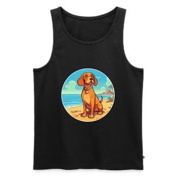 Tyroler Bracke chien race Cartoon Kawaii Clipart - Débardeur bio Premium Homme - noir - Devant - Michal (187cm)