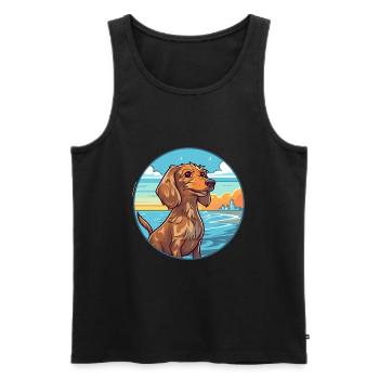 Wirehaired Dachshund Dog Breed Cartoon Kawaii Dog - Men's Premium Organic Tank Top - black - Front - Michal (187cm)
