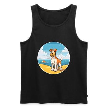 draht foxterrier hunderasse cartoon kawaii clipart - Männer Premium Bio Tank Top - Schwarz - Vorne - AI Model Male 178 light (178cm)
