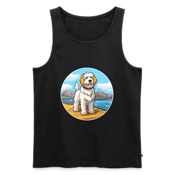 Chien de berger des Pyrénées chien race Cartoon Kawaii Clipart - Débardeur bio Premium Homme - noir - Devant - Michal (187cm)