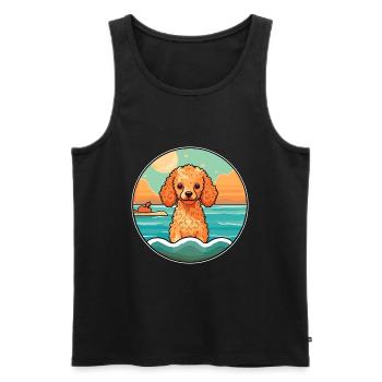 Jouet caniche chien race dessin animé Kawaii Clipart chien - Débardeur bio Premium Homme - noir - Devant - Michal (187cm)