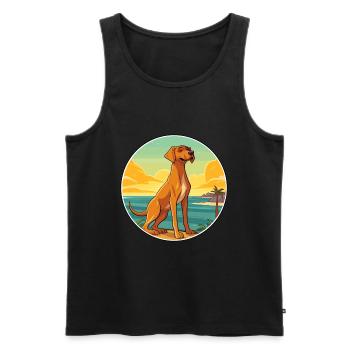Rhodesian Ridgeback chien race dessin animé Kawaii chien - Débardeur bio Premium Homme - noir - Devant - Michal (187cm)