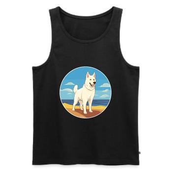 Chien de berger blanc race Cartoon Kawaii Clipart - Débardeur bio Premium Homme - noir - Devant - Michal (187cm)