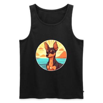 Chien Toy Terrier Russe Race Cartoon Kawaii Chien - Débardeur bio Premium Homme - noir - Devant - Michal (187cm)