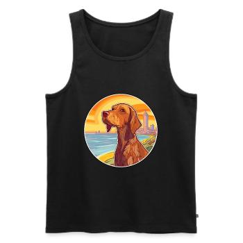 Cheveux durs Vizsla chien race Cartoon Kawaii Clipart - Débardeur bio Premium Homme - noir - Devant - Michal (187cm)