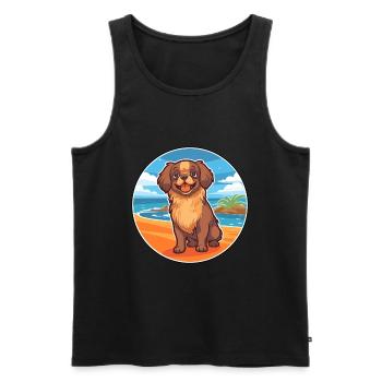 Épagneul tibétain chien race Cartoon Kawaii Clipart - Débardeur bio Premium Homme - noir - Devant - Michal (187cm)